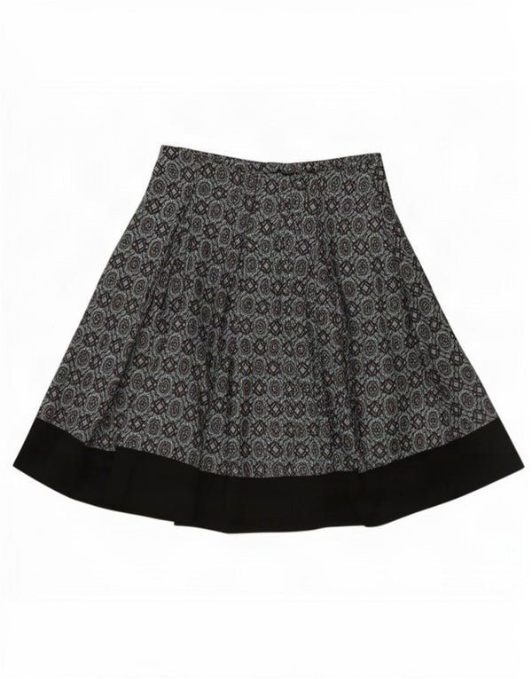 Reiss Womens A-Line Skirt UK 10 Small W30 Green Geometric Cotton