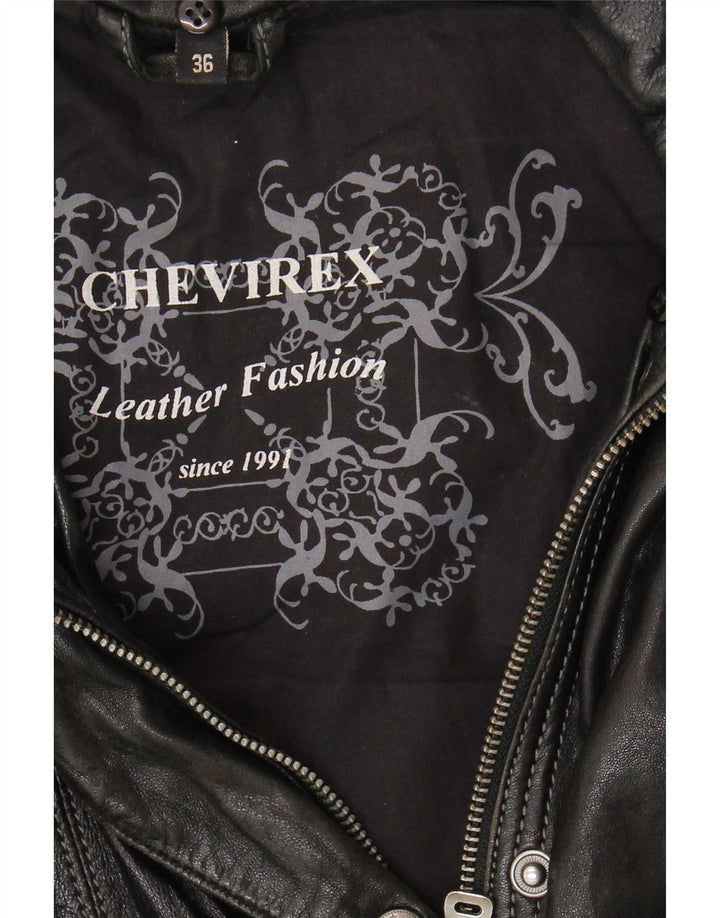 Chevirex Womens Leather Jacket EU 36 Small Black