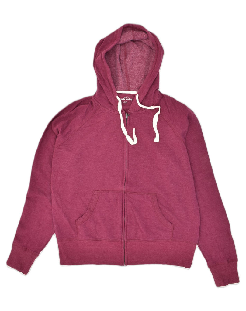 EDDIE BAUER Womens Zip Hoodie Sweater UK 16 Large Burgundy Cotton | Vintage Eddie Bauer | Thrift | Second-Hand Eddie Bauer | Used Clothing | Messina Hembry 