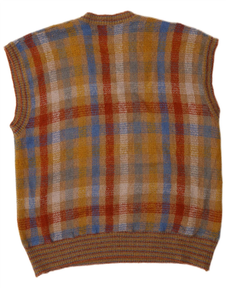 Vintage Mens Vest Tank Top Large Multicoloured Check