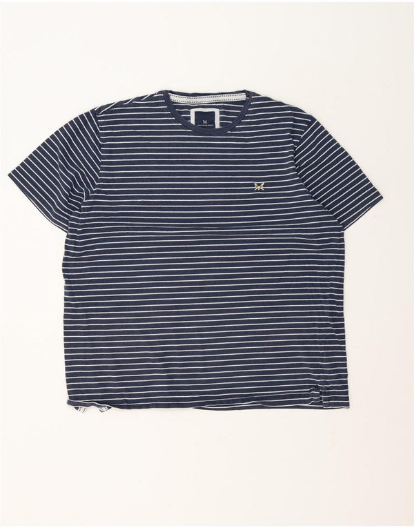Crew Clothing Mens T-Shirt Top XL Navy Blue Striped Cotton
