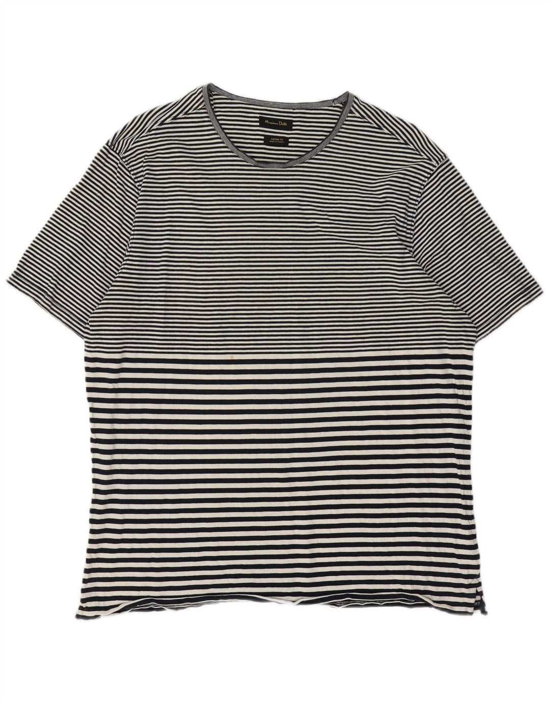 MASSIMO DUTTI Womens Casual Fit T-Shirt Top UK 20 2XL Black Striped Cotton