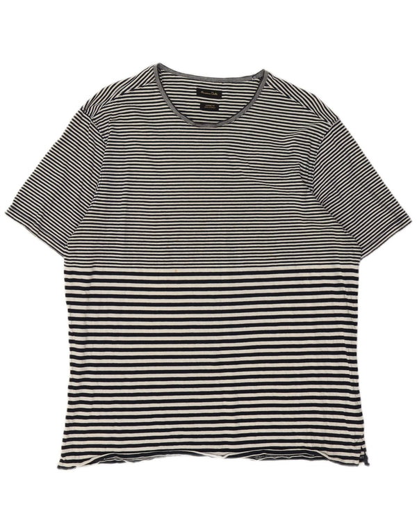 MASSIMO DUTTI Womens Casual Fit T-Shirt Top UK 20 2XL Black Striped Cotton