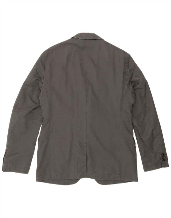 Hugo Boss Mens 2 Button Blazer Jacket EU 48 Medium Grey Cotton