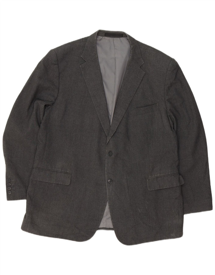 MARKS & SPENCER Mens 2 Button Blazer Jacket UK 42 XL Grey Polyester