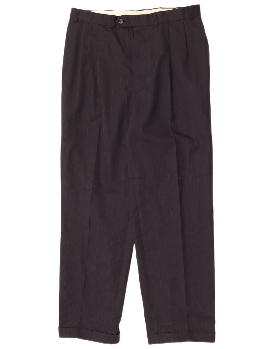 Marks & Spencer Mens Pegged Suit Trousers W36 L31 Navy Blue Polyester
