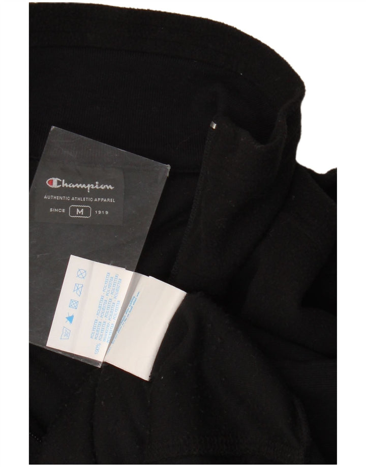 Champion Womens Zip Neck Fleece Jumper UK 14 Medium Black Polyester