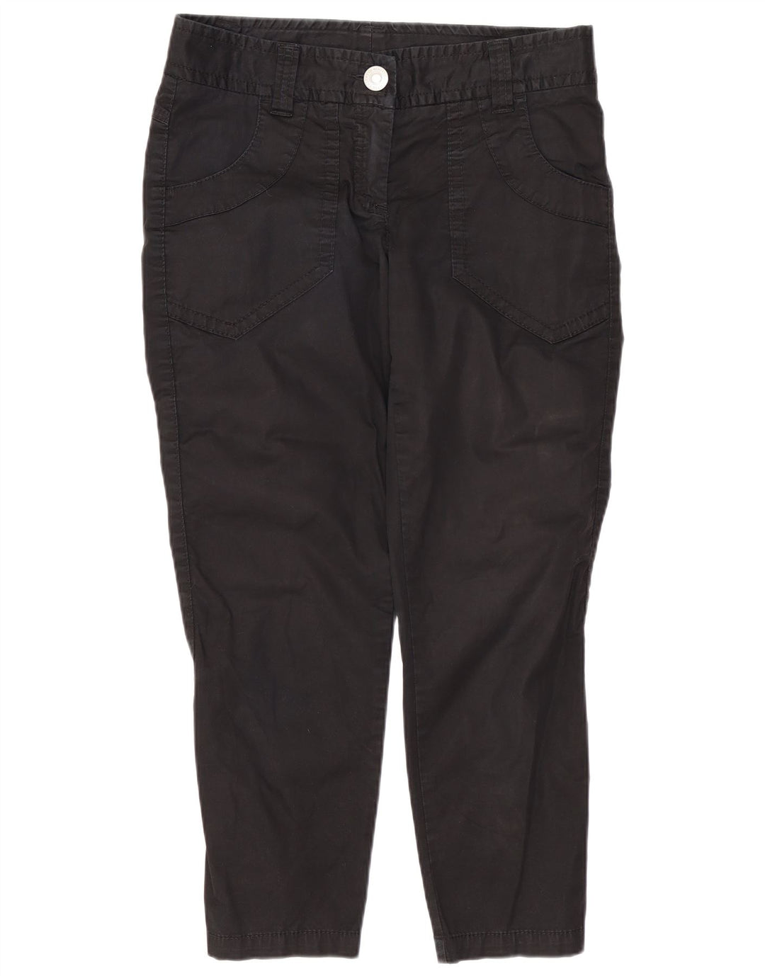 Benetton Womens Slim Cropped Trousers W36 L24 Black