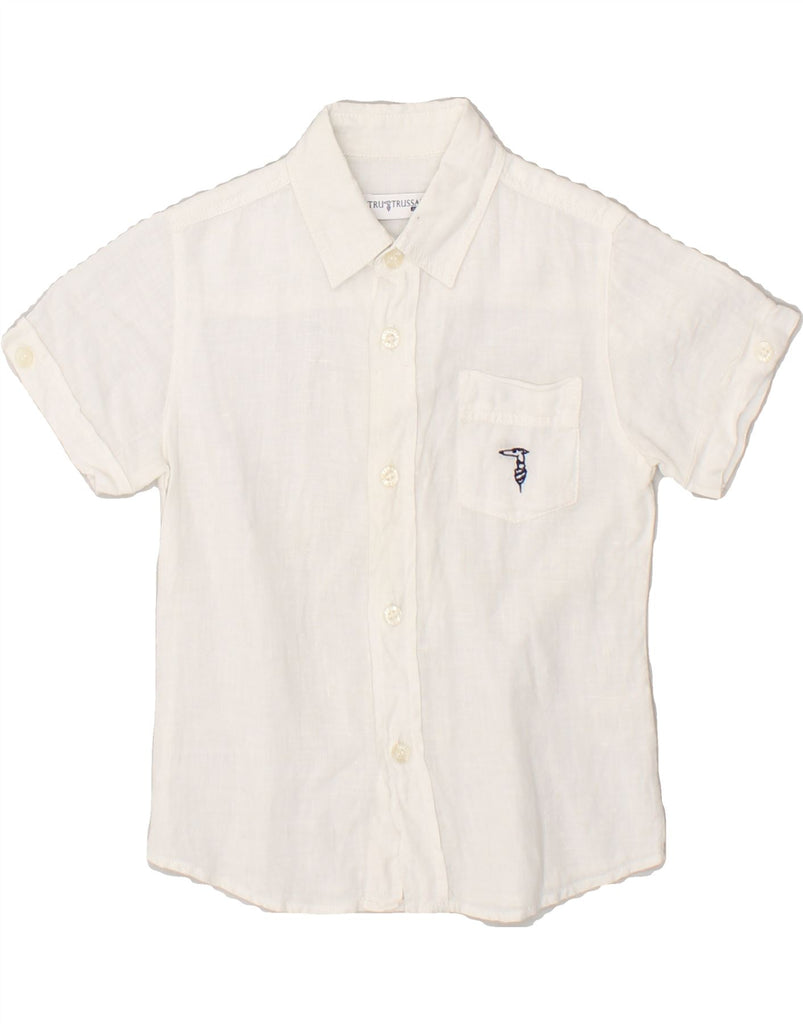 TRUSSARDI JUNIOR Boys Short Sleeve Shirt 2-3 Years White Linen | Vintage Trussardi Junior | Thrift | Second-Hand Trussardi Junior | Used Clothing | Messina Hembry 