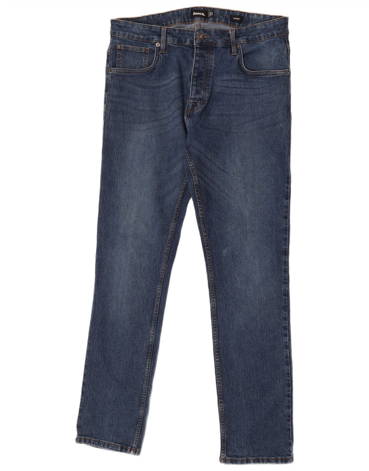 Bench Mens Straight Jeans W34 L34 Blue Cotton
