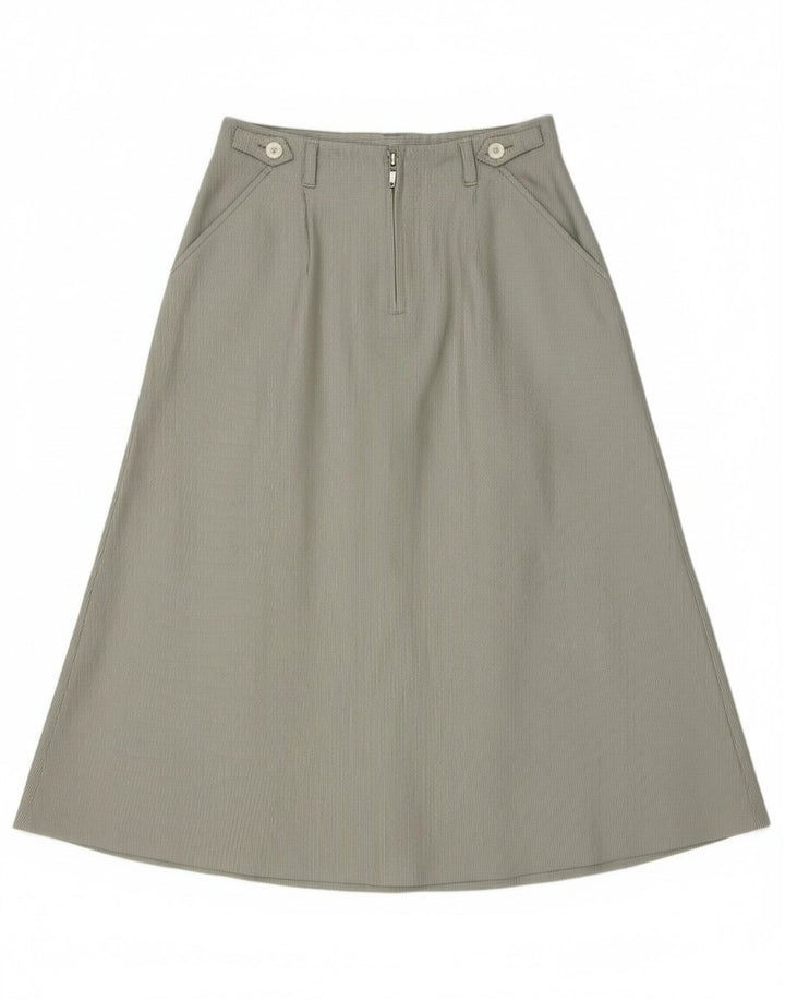 Vintage Womens Flared Skirt IT 46 Large W30 Green Striped Polyester