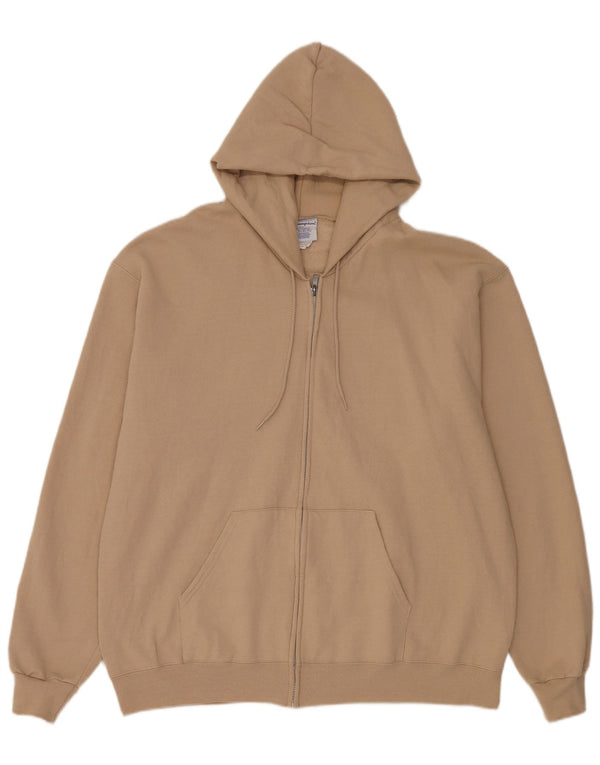 Champion Mens Zip Hoodie Sweater XL Beige Cotton