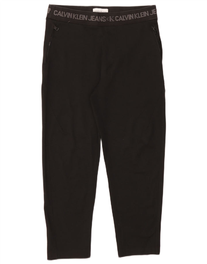 Calvin Klein Mens Graphic Cropped Trousers Medium W32 L25 Black Polyester