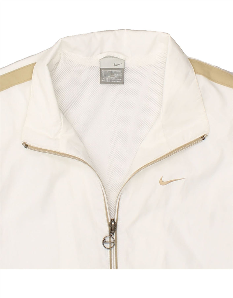 NIKE Womens Tracksuit Top Jacket UK 14/16 Large White Polyester | Vintage Nike | Thrift | Second-Hand Nike | Used Clothing | Messina Hembry 