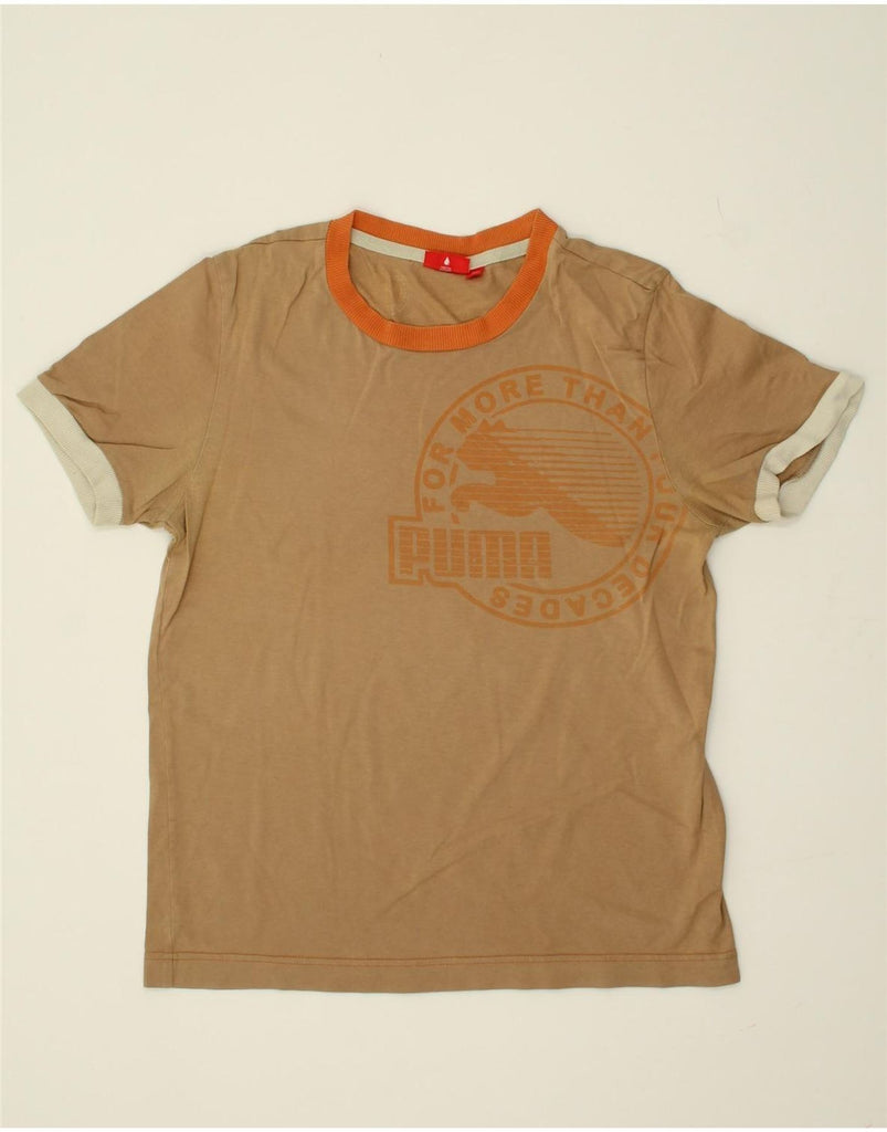 PUMA Mens Graphic T-Shirt Top Small Brown | Vintage Puma | Thrift | Second-Hand Puma | Used Clothing | Messina Hembry 