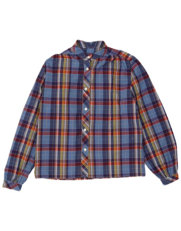 Vintage Womens Shirt Blouse UK 14 Medium Blue Check