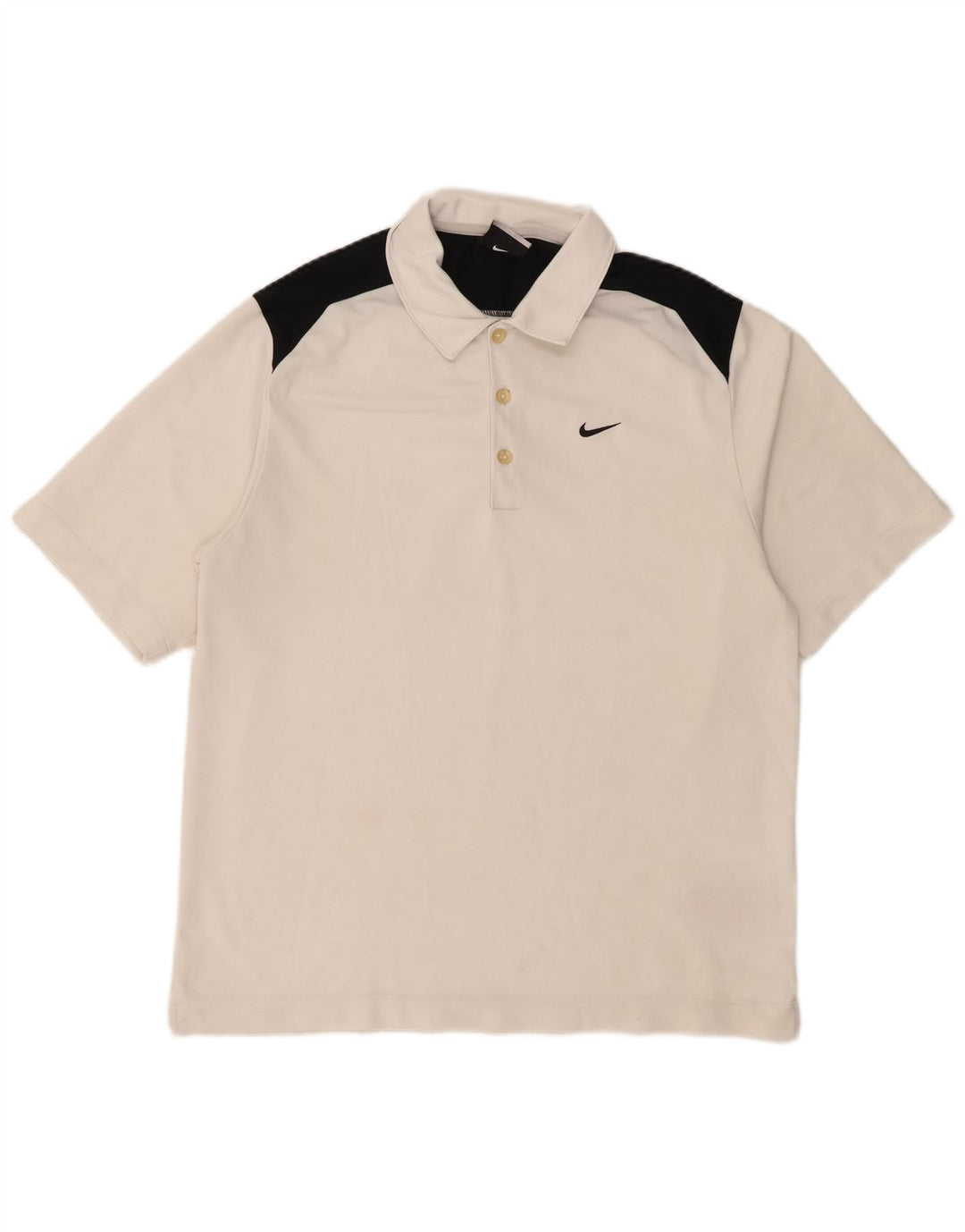 Nike Mens Polo Shirt UK 38/41 Medium White Colourblock Polyester