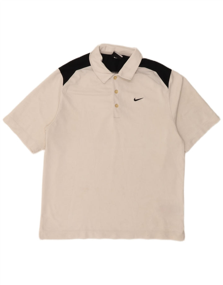 Nike Mens Polo Shirt UK 38/41 Medium White Colourblock Polyester