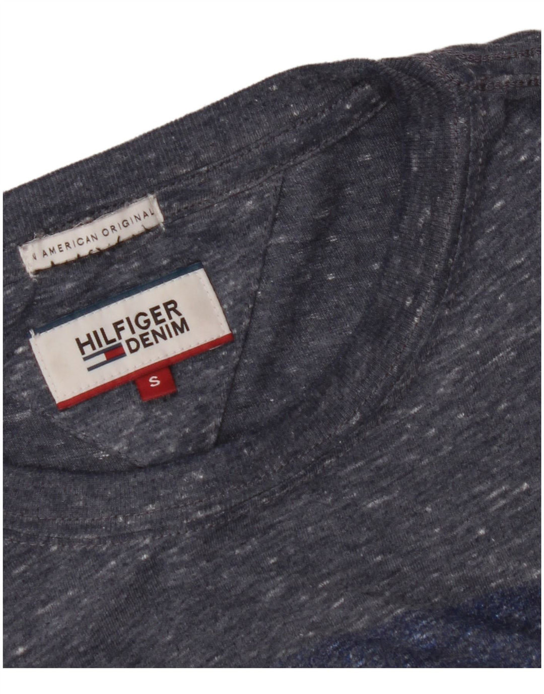 TOMMY HILFIGER Mens Graphic T-Shirt Top Small Blue Colourblock