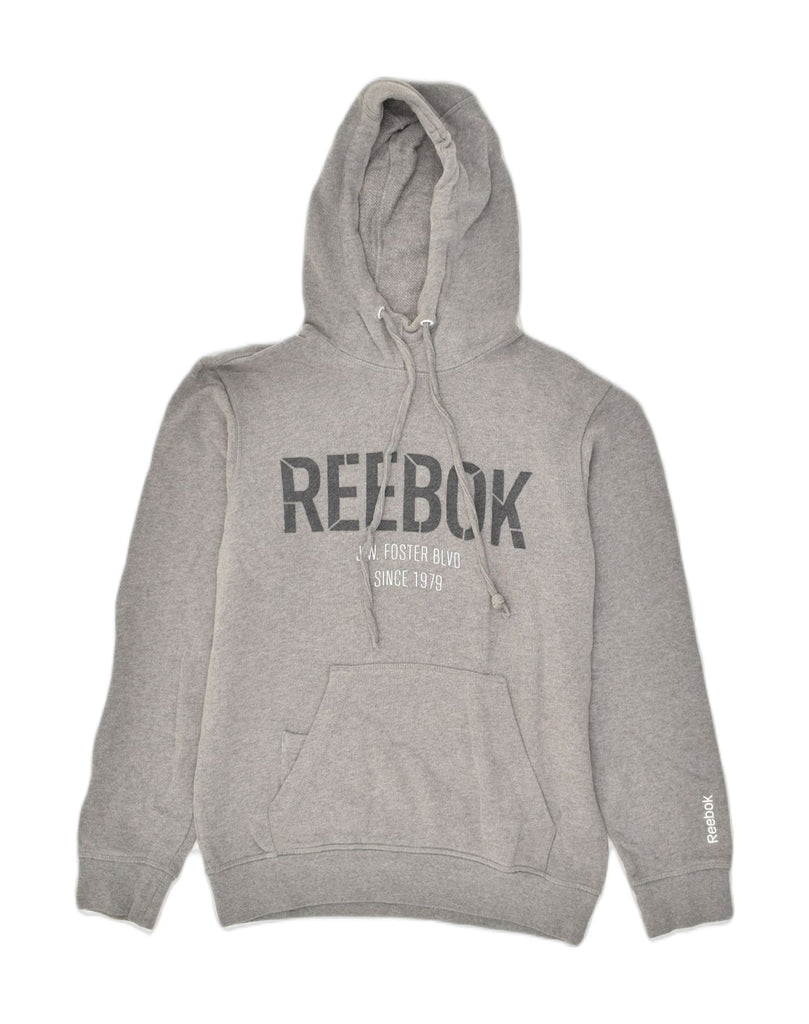 REEBOK Mens Graphic Hoodie Jumper Small Grey Cotton | Vintage Reebok | Thrift | Second-Hand Reebok | Used Clothing | Messina Hembry 