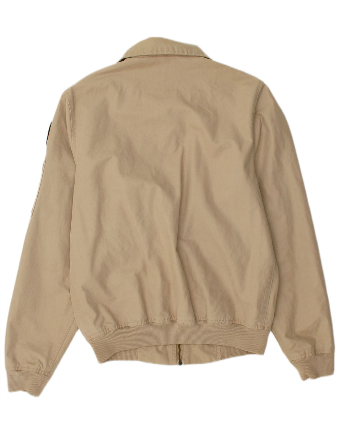 SCOTCH & SODA Mens Graphic Bomber Jacket UK 36 Small Beige Cotton