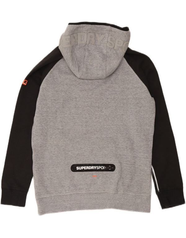 Superdry Mens Graphic Hoodie Jumper 2XL Grey Colourblock Cotton