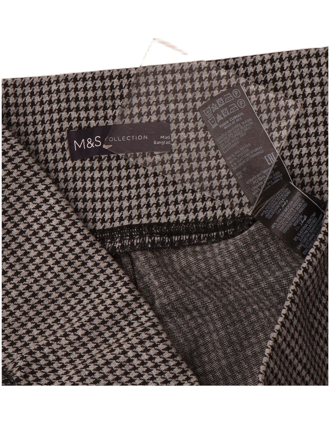 Marks & Spencer Womens Leggings UK 14 Large Grey Houndstooth Polyester