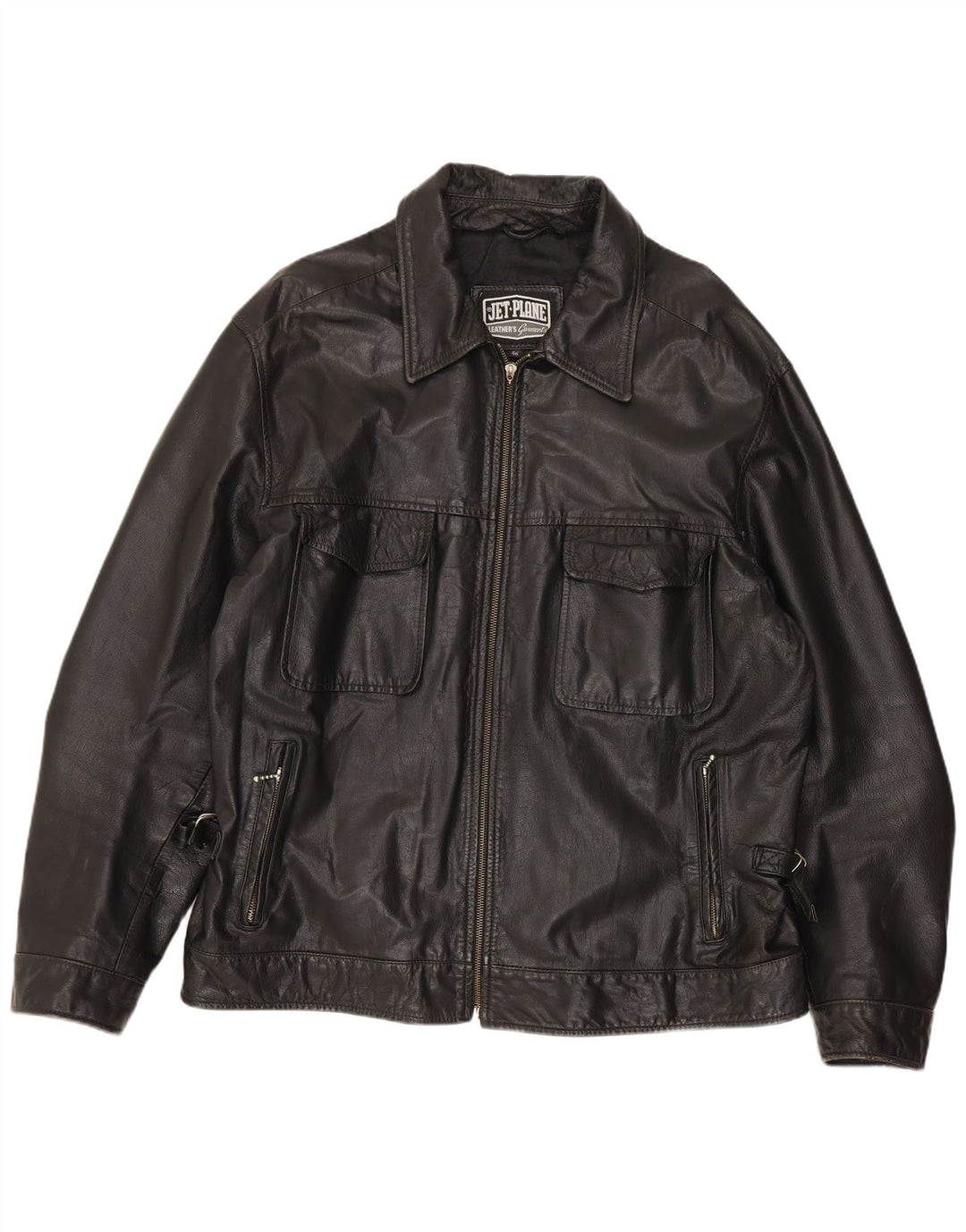 Jet Plane Mens Leather Jacket IT 56 3XL Black Leather