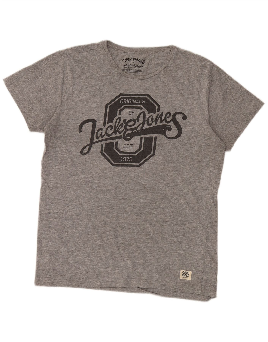 Jack & Jones Mens Graphic T-Shirt Top Medium Grey Flecked Cotton