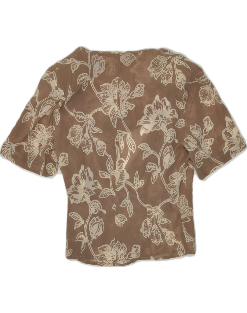 VINTAGE Womens See Through Short Sleeve Wrap Shirt UK 12 Medium Brown | Vintage Vintage | Thrift | Second-Hand Vintage | Used Clothing | Messina Hembry 