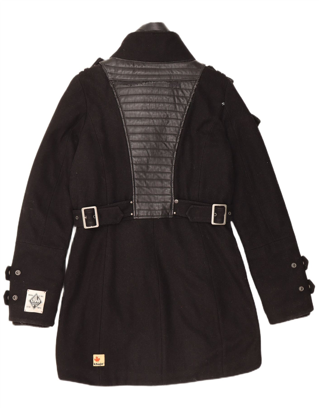 KHUJO Mens Military Overcoat UK 38 Medium Black Nylon