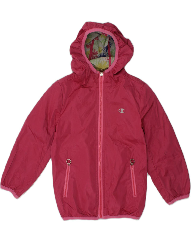 CHAMPION Girls Hooded Rain Jacket 3-4 Years 2XS Pink Polyamide | Vintage Champion | Thrift | Second-Hand Champion | Used Clothing | Messina Hembry 