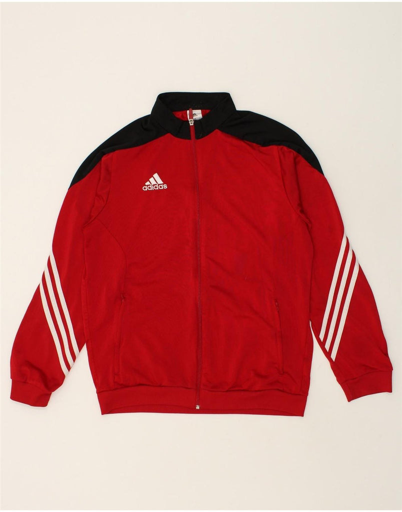 ADIDAS Mens Graphic Tracksuit Top Jacket Large Red Colourblock Polyester | Vintage Adidas | Thrift | Second-Hand Adidas | Used Clothing | Messina Hembry 