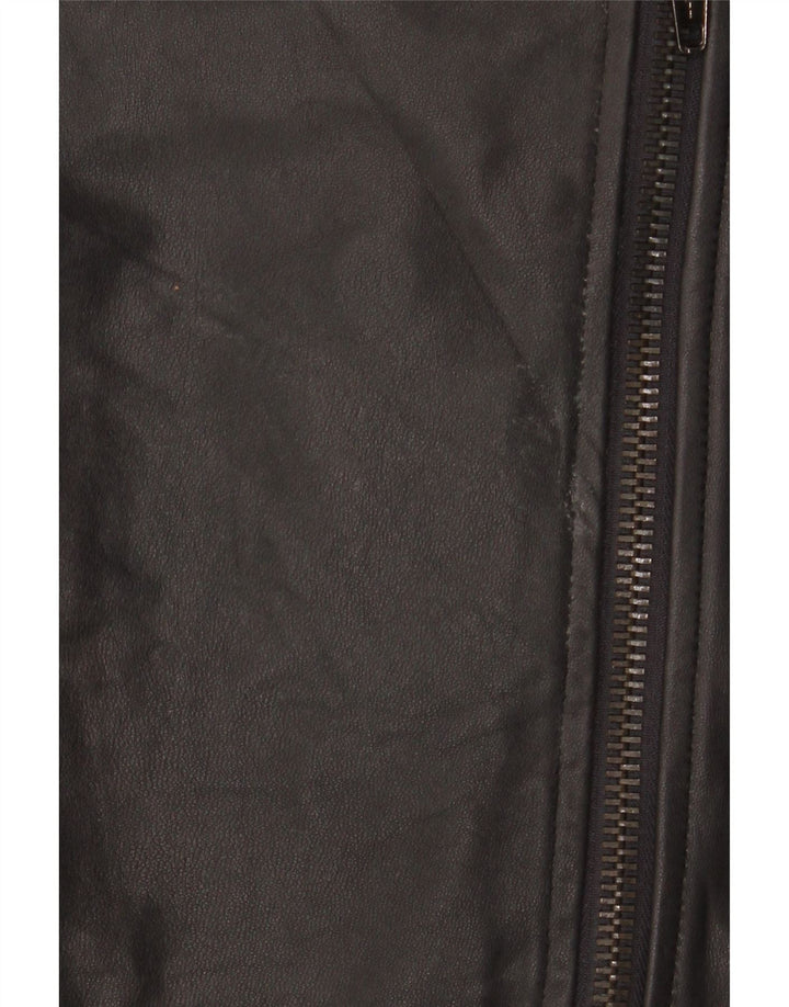 Simona Barbieri Womens Twin-Set Leather Biker Jacket UK 10 Small Black