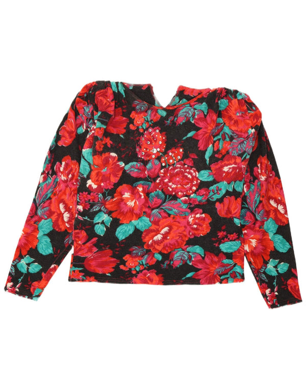 Vintage Womens Crew Neck Jumper Sweater UK 12 Medium Multicoloured Floral