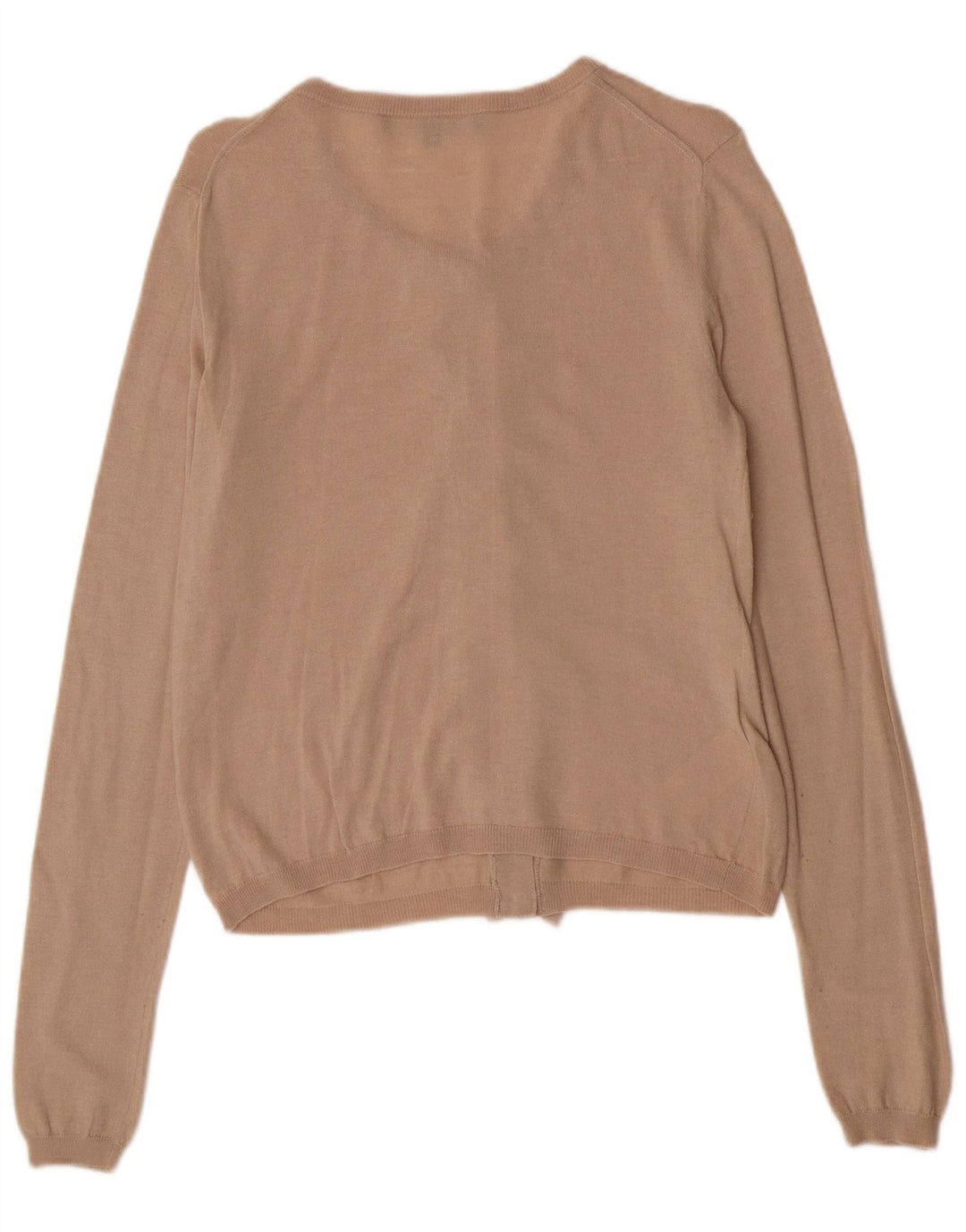 Elisabetta Franchi Womens Ruffle Front Cardigan Sweater IT 44 Medium Beige