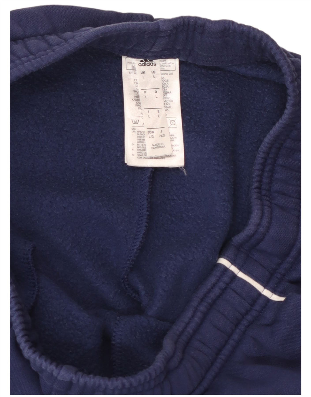 ADIDAS Mens Tracksuit Trousers Joggers Large  Navy Blue Cotton