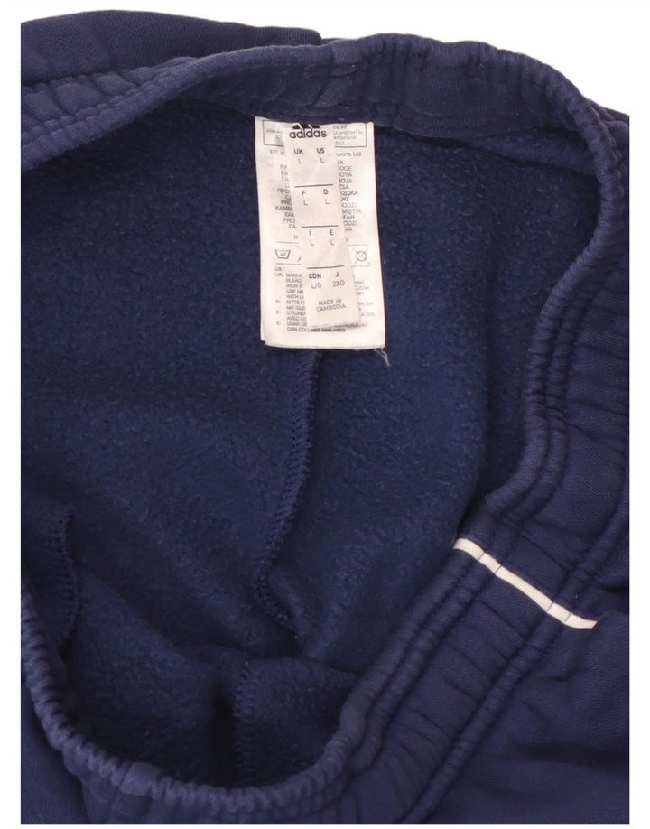 ADIDAS Mens Tracksuit Trousers Joggers Large  Navy Blue Cotton
