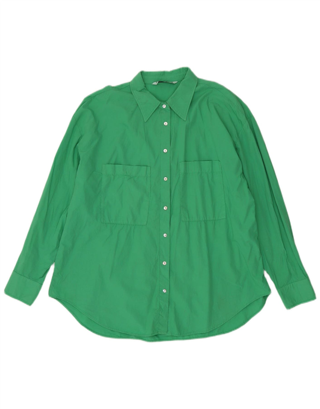ZARA Womens Oversized Shirt UK 16 Large Green Cotton