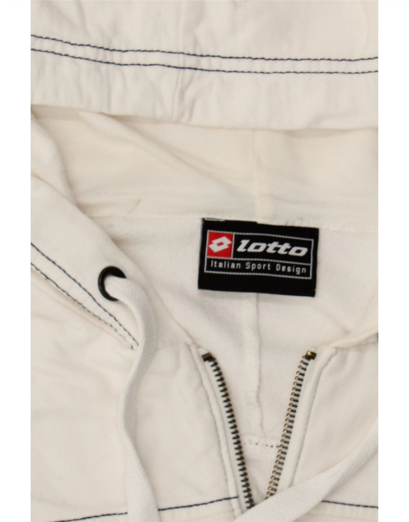 LOTTO Mens Zip Hoodie Sweater Medium White Vintage Lotto and Second-Hand Lotto from Messina Hembry 