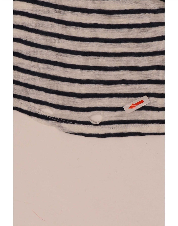 Massimo Dutti Womens T-Shirt Top UK 14 Medium White Striped