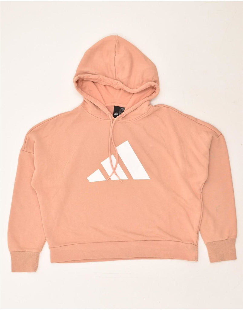 ADIDAS Womens Graphic Crop Hoodie Jumper UK 8/10 Small Orange Cotton | Vintage Adidas | Thrift | Second-Hand Adidas | Used Clothing | Messina Hembry 