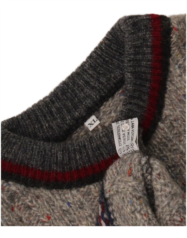 Kappa Mens Crew Neck Jumper Sweater XL Grey Flecked Virgin Wool