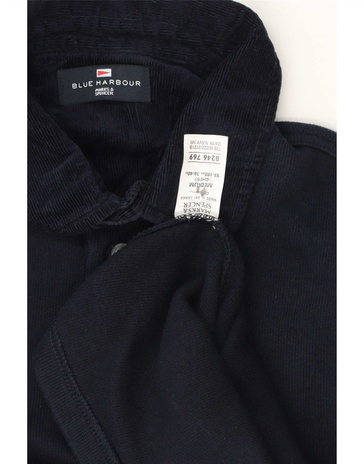 Marks & Spencer Mens Blue Harbour Long Sleeve Polo Shirt Medium Navy Cotton