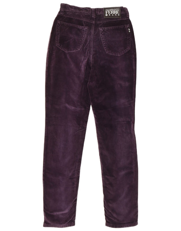 Gianfranco Ferre Womens Slim Velvet Casual Trousers W30 L31 Purple Cotton