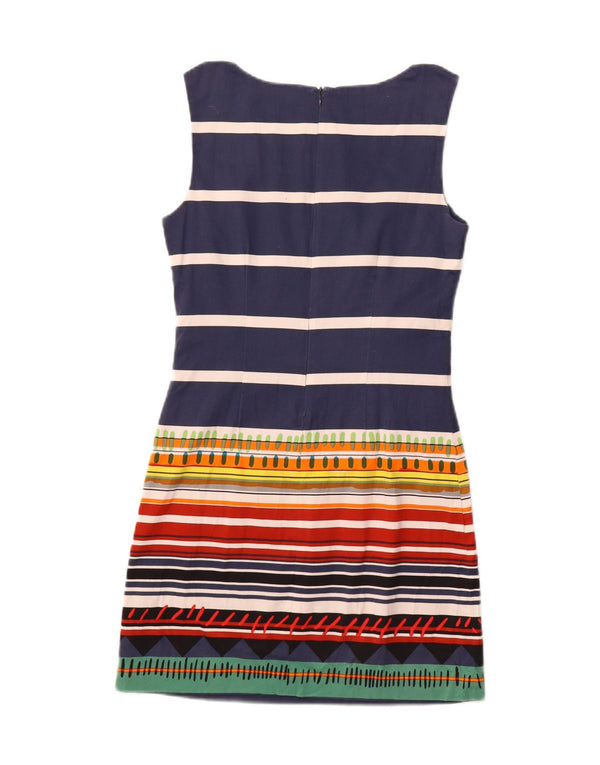 Desigual Womens Sleeveless Sheath Dress EU 36 Small Navy Blue Striped