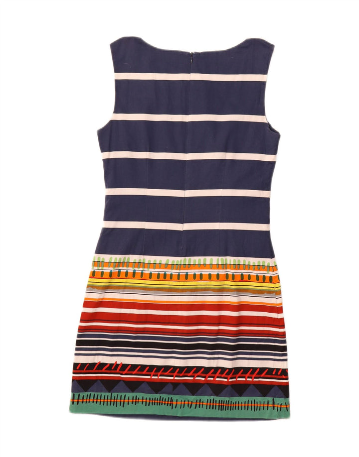 Desigual Womens Sleeveless Sheath Dress EU 36 Small Navy Blue Striped