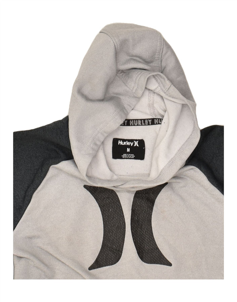 HURLEY Boys Graphic Hoodie Jumper 9-10 Years Medium Grey Colourblock | Vintage Hurley | Thrift | Second-Hand Hurley | Used Clothing | Messina Hembry 