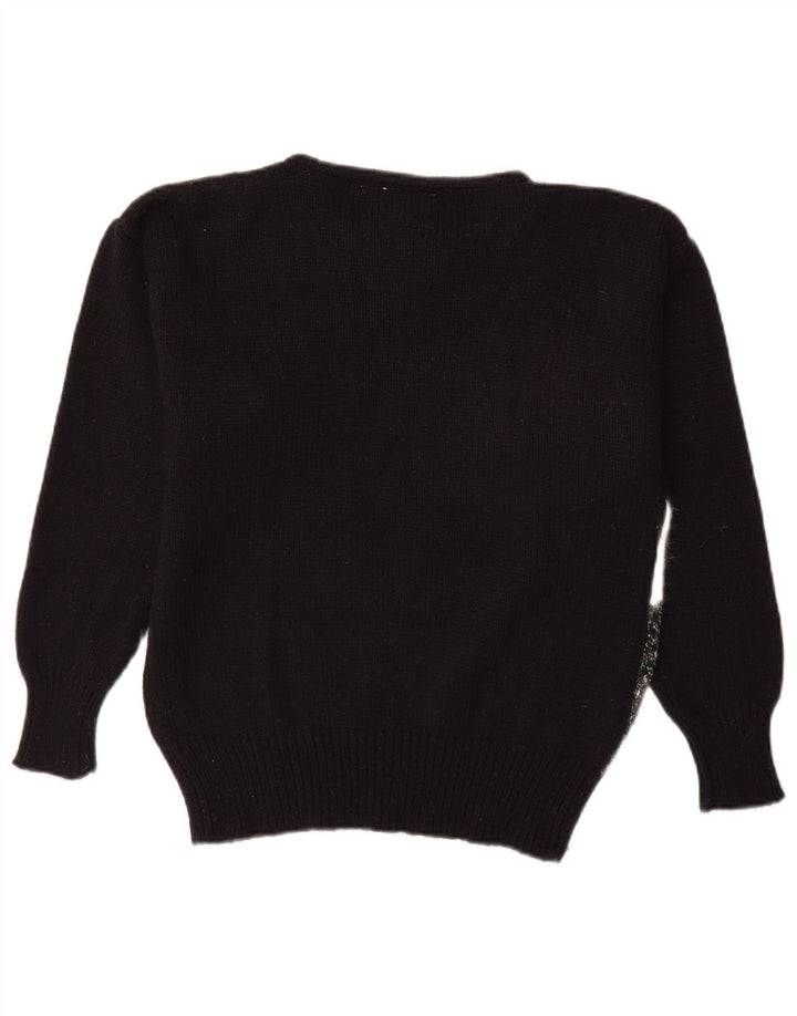 Nuova Moda Womens Boat Neck Jumper Sweater EU 40 Medium Black Colourblock