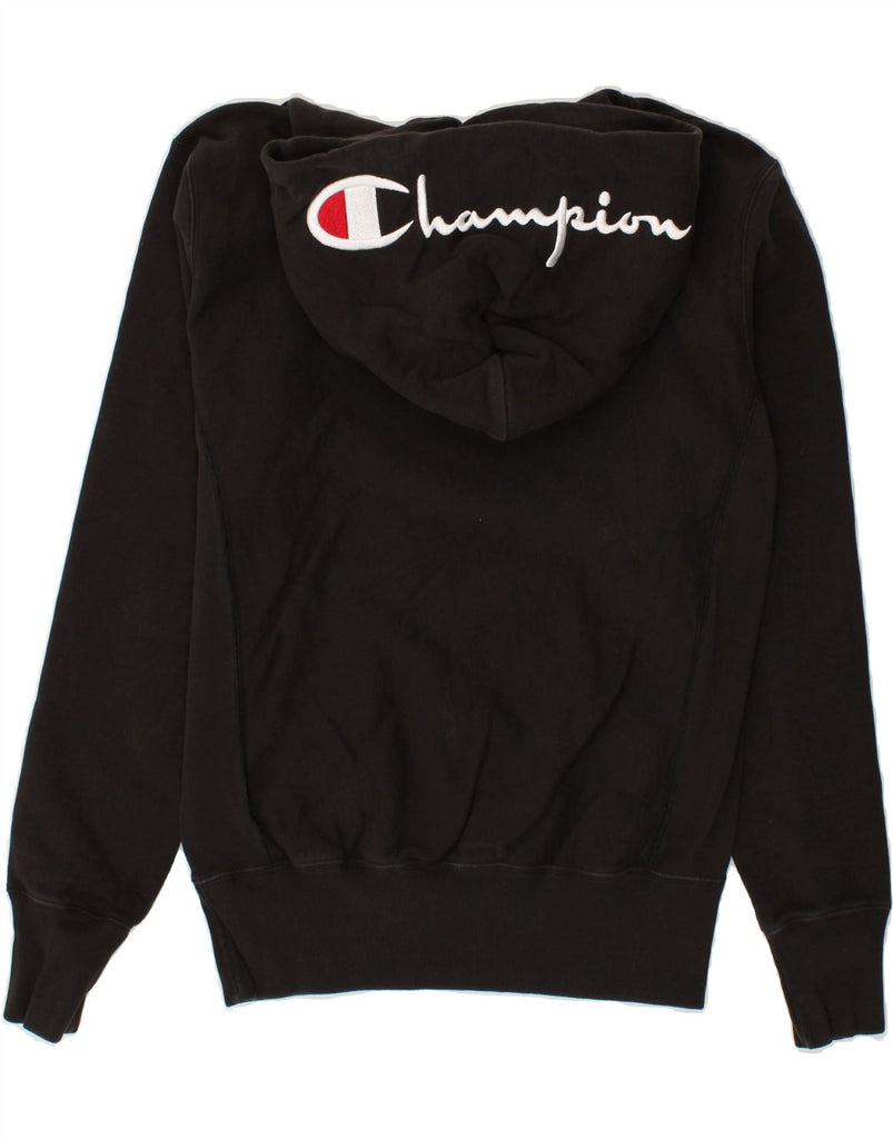 CHAMPION Mens Graphic Hoodie Jumper Small Black Cotton | Vintage Champion | Thrift | Second-Hand Champion | Used Clothing | Messina Hembry 